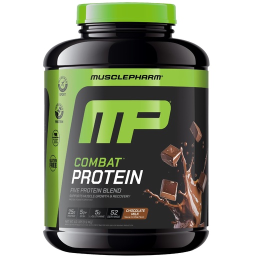 [BRSWIEIYOQOGYCTI] MusclePharm Combat Protein Powder, Chocolate Milk Flavor, Fuels Muscles for Productive Workouts, 5 Protein Sources Including Whey Protein Isolate & Egg Albumin, Gluten Free, 4.2 lb, 52 Servings