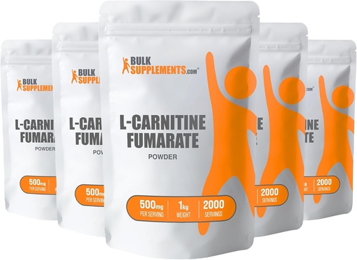[BRSWKZT6A4DBC2A3] BulkSupplements.com L-Carnitine Fumaraatpoeder - Carnitinesupplement, Carnitinepoeder, L-Carnitine 500mg - Glutenvrij, 500mg per portie, Glutenvrij, 5kg (11 lbs) (pakket van 5)
