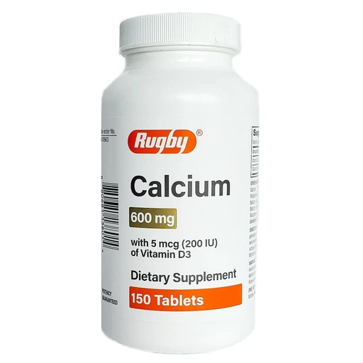 [BRSWYAT6DJYAEDTK] Rugby Calcium 600mg with 5mcg of Vitamin D3 150 Tablets