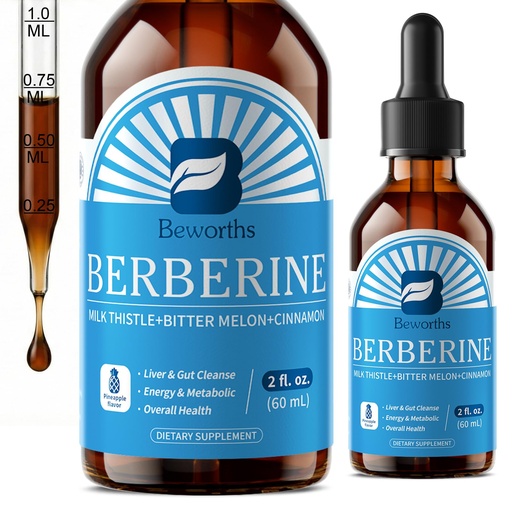 [BRSROFABBB5AOAYZ] Berberine Supplement with Ceylon Cinnamon - Berberine Liquid Drops with Milk Thistle, Ceylon Cinnamon, Turmeric,Bitter Melon, Berberine Phytosome for Digestion System, Immune Health Support-Vegetarian