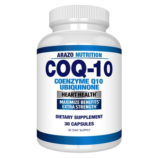 [BRSWKFA7CMHRKHDU] Arazo Nutrition CoQ10 Ubiquinone Coenzyme Q10-200mg Per Serving Maximum Strength Nutritional Supplement - High Absorption Capsules with No Soy