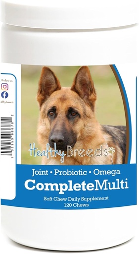 [BRSWYGQ7BYDRY2D2] Healthy Breeds German Shepherd All in One Multivitamin Soft Chew 120 Count