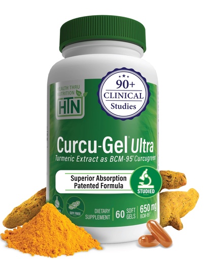 [BRSWIYYEDN7WK3DA] Health Thru Nutrition Curcu-Gel 650mg BCM-95® Curcugreen Turmeric Curcumin| High Absorption | Healthy Inflammation Response | Clinically Studied | 3rd Party Tested | Non-GMO (Pack of 60)