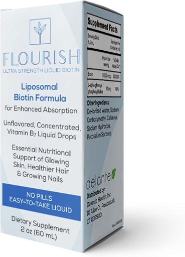 [BRSWGFA5BV6AGHQ3] Solace Nutrition - Flourish Biotin Hair, Skin and Nails Vitamins, Liquid Vitamin Supplements with Vitamin B7, Unflavored Hair Growth Supplement, Ultra-Strength Biotin Vitamins, 15,000 mcg, 2fl oz