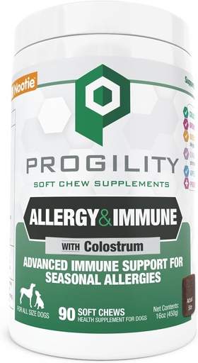 [BRSRO2YHOF5AEFLP] Nootie Progility Allergy & Immune Supplement, Saisonale Allergien Advanced Immun Support Supplement für Hunde, 90 Soft Chews pro Container