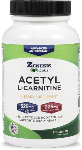 [BRSWICAGBAGG2CTM] Zenesis Labs Acetyl L-Carnitine with Alpha Lipoic Acid - 90 Capsules