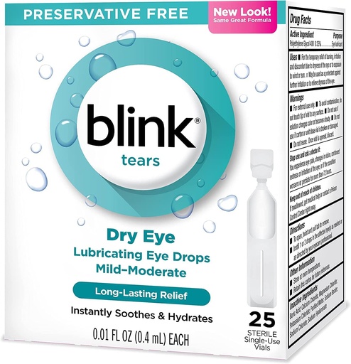 [BRSWIYYBBIFBOETY] Blink Tears Lubricating Eye Drops Mild-Moderate Dry Eye .01 Fl Oz 25 Count
