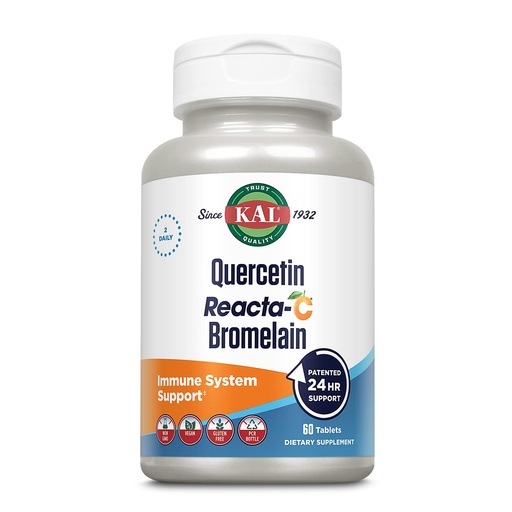 [BRSWIYL6AUDBAYLY] KAL Quercetin with Bromelain - Bromelain Quercetin Supplement for Men & Women, Complex with Vitamin C, Nettle, & Chamomile, Immune Health Support, Vegan, Non GMO, Gluten Free - 60 Tablets