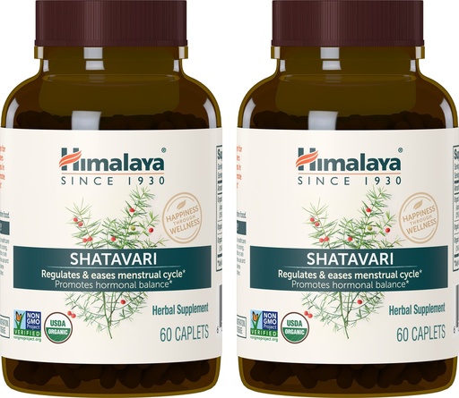 [BRSWIYYOOQMAGE3C] Himalaya USDA Organic Shatavari Capsules, 1300 mg, 60 Caplets, 2 Pack | Shatavari Capsules for Women, Promotes Hormone Balance & Menstrual Cramp Relief, Menopause Support - Vegan, Gluten Free