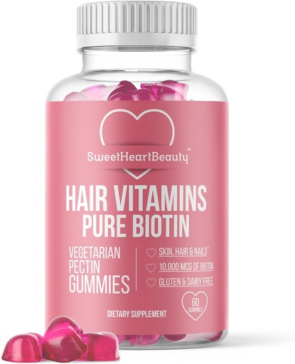 [BRSRMH33DEPGMHL5] Biotin 10000mcg Gummies by Sweetheart Beauty - Biotin Gummies for Hair Skin and Nails for Women, Men & Kids - Hair Vitamin Gummy - Vegan, Non-GMO, 60 Biotin Chewables for Faster Hair Growth