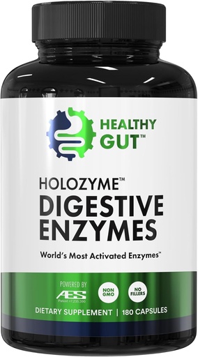 [BRSW2EL7CJ4GMAAY] Healthy Gut HoloZyme Max Strength Digestive Enzymes , Inulinase, Amyloglucosidase " Invertase for FODMAP Support s Protease, Amylase & Lactase for Bloating, Gas ' Indigestion Relief s 90 Servings