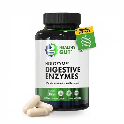 [BRSW2EL7CJ4GMAAY] Healthy Gut HoloZyme Max Strength Digestive Enzymes | FODMAP-Friendly Formula Prevents Bloating, Gas, & Indigestion w/Protease, Amylase, Lipase, Lactase, and More | 90 Servings