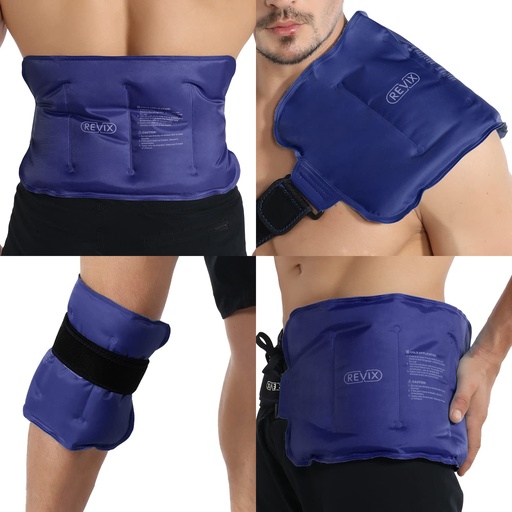 [BRSW2GT6OUIA22TK] REVIX Ice Pack for Injuries Reusable Gel for Lower Back, Cold Packs for Back Shoulder, Elbow, Hip, Leg, Wrap Around Entire Knee, Soft Cold Compress,16 × 9" Navy