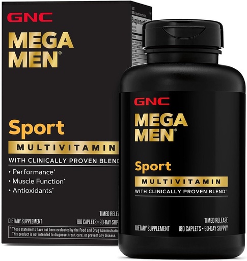 [BRSRAYYTCAPA4FA2] Mega Men Sport Multivitamin Caplets, Athletic Performance Nutrition, Muscle Function, Clinically Proven to Feel Better, Antioxidants, B Vitamins, Energy Production, Timed Release, 180 ct