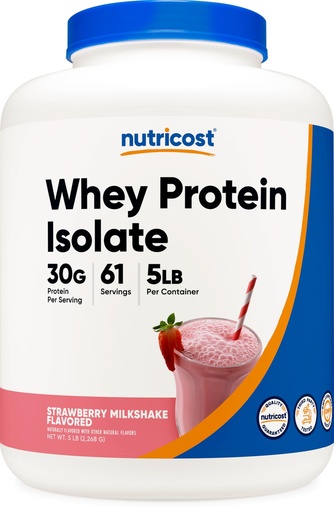 [BRSWGEAFOVYGCHI4] Nutricost Whey Protein Isolate (Strawberry Milkshake) 5LBS