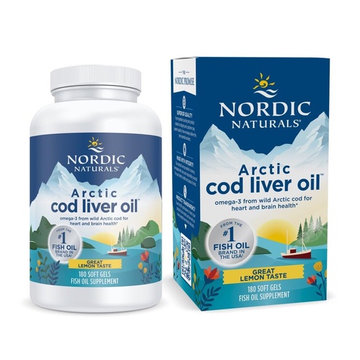 [BRSWIYAKCIOGCYD4] Nordic Naturals Arctic Cod Liver Oil, Lemon - 180 Soft Gels - 750 mg Total Omega-3s with EPA & DHA - Heart & Brain Health, Healthy Immunity, Overall Wellness - Non-GMO - 60 Servings