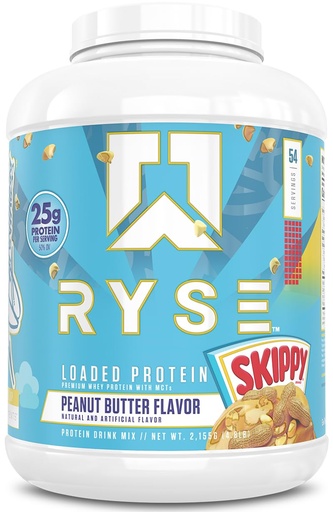 [BRSROHYOOYIQ23Y4] RYSE Loaded Protein Powder - Skippy Peanut Butter - 25g Whey Protein Isolate & Concentrate with Prebiotic Fiber & MCTs - Low Carb, Low Sugar, Digestive-Friendly - 54 Servings / 4 lb Tub