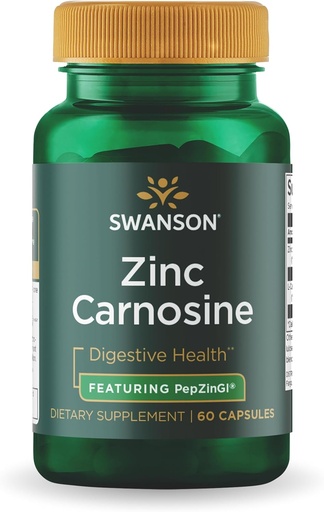[BRSWIY36BQFBAE3C] Swanson Ultra Zinc Carnosine (PepZinGI) - 60 kapsulak - Osasun Gastrikorako osagarri naturala, digestio-euskarria eta Stomach Mikrobial Balance