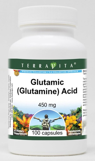 [BRSWI2QRPMDAYCLI] Glutamin (Glutamin) Säure - 450 mg (100 Kapseln, ZIN: 513331)