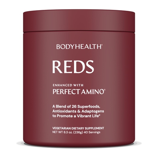 [BRSREGQCDFYAG3TH] BodyHealth Reds Enhanced with PerfectAmino - Daily Superfood Smoothie Powder with Antioxidants, Adaptogens, Phytonutrients, Fruit, Prebiotics, Probiotics, Fiber, and Protein - 40 Servings