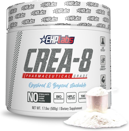 [BRSWGYITB4GRADQ7] EHP Labs CREA-8 Micronized Creatine Monohydraat Powder - Unflavored Creatine Powder for Muscle Growth, Increased Strength, Enhanced Energy Output and Improved Performance - 100 Servings (500g)