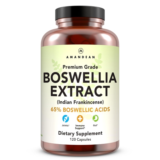 [BRSWKHQPA4BWGDDC] AMANDEAN Boswellia Serrata Extract. 500mg 120 Veggie Capsules. 65% Boswellic Acids with AKBA. Indian Frankincense Inflammation Supplement. Joint Health Support. (Packaging May Vary)