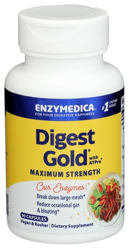 [BRSWIFYTBYAGCDTU] Enzymedica Digest Gold + ATPro, Maximum Strength Digestive Enzymes, Helps Digest Large Meals for Instant Bloating Relief, 90 Count