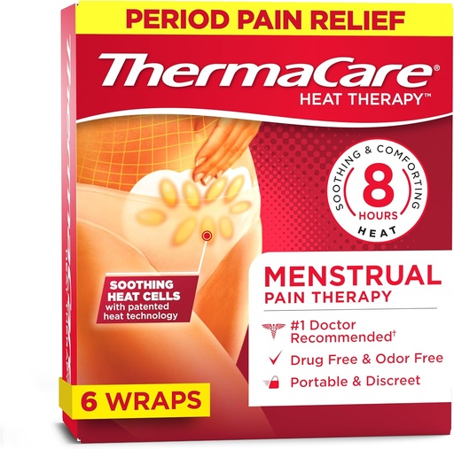 [BRSW2HQBAADWM3YZ] ThermaCare Menstruationsheizpads - Tragbare, klebrige HitzeWraps für Periodenkramps & Backache Relief - diskrete, Akku-freie Wärmetherapie - Bis zu 8 Stunden Relief