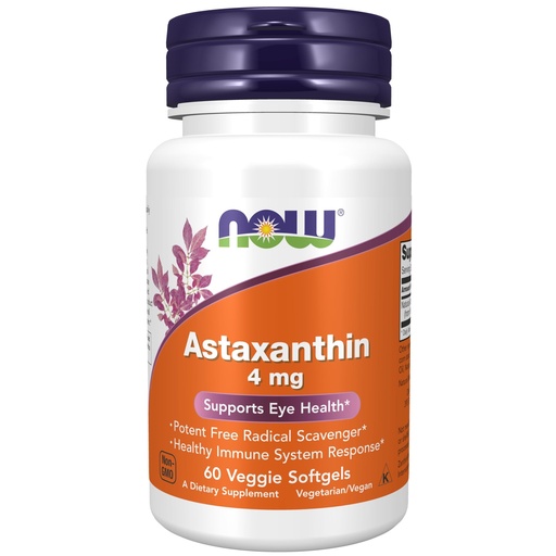[BRSWIY32BQPQYGAV] NOW Foods Supplements, Astaxanthin 4 mg, features Zanthin®, Supports Eye Health*, 60 Veg Softgels