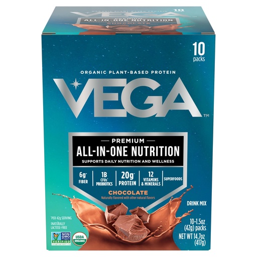 [BRSWG2YDPJ6QMFD3] Vega Organic All-in-One Vegan Protein Powder, Chocolate - Superfood Ingredients, Vitamins for Immunity Support, Keto Friendly, Pea Protein for Women & Men, 14.7 oz (Packaging May Vary)