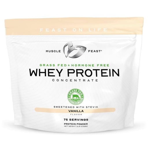 [BRSWKH36CMCWA2TB] Muscle Feast Grass-Fed Whey Protein Concentrate Powder, All Natural, Hormone Free Pasture Raised Whey Protein Powder for Women & Men, Clean, Non-GMO & Gluten Free Whey Concentrate - Vanilla, 5lb