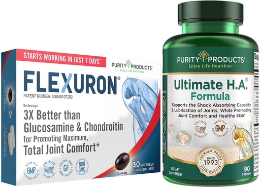 [BRSWYCQOAUFWME3D] Purity Products Flexuron Joint Formula + Ultimate HA Flexuron (Krill Oil, Low Molecular Weight Hyaluronic Acid, Astaxanthin) - Ultimate H.A. (BioCell Collagen, Quercetin, Hyaluronic Acid + More)