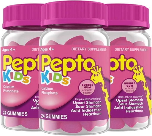 [BRSROYL4BEJWMGYV] Pepto Παιδιά Gummies, Βοηθά στην ανακούφιση Περιστασιακών Αναστατωμένο Στομάχι, οξύ δυσπεψία, Sour Στομάχι και Heartburn, 72 Σύνολο (3 συσκευασίες των 24)