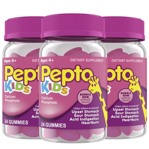 [BRSROYL4BEJWMGYV] Pepto Kids Gummies, Helps Relieve Occasional Upset Stomach, Acid Indigestion, Sour Stomach and Heartburn, 72 Total (3 Packs of 24)