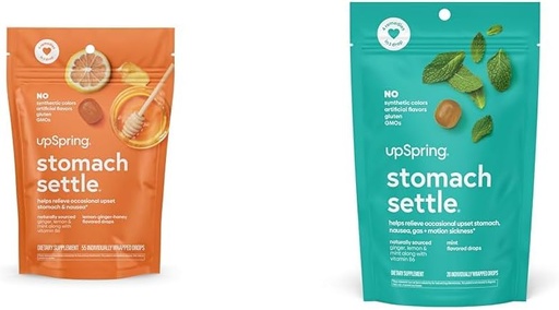 [BRSRAYYYDIMQMGTZ] UpSpring Stomach Settle Drops Bundle with Ginger, Lemon - 55 Ct and 28 Ct