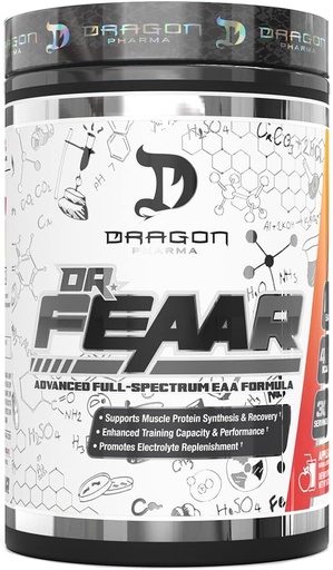 [BRSRMA35BEGQEDYY] DRAGON PHARMA Dr. FEAAR® Advanced Full- Spectrum EAA Matrix, tukee lihasproteiinisynteesiä ja hyödyntämistä, parannettu koulutuskapasiteetti ja suorituskyky (30 palvelinta, Apple Juice)