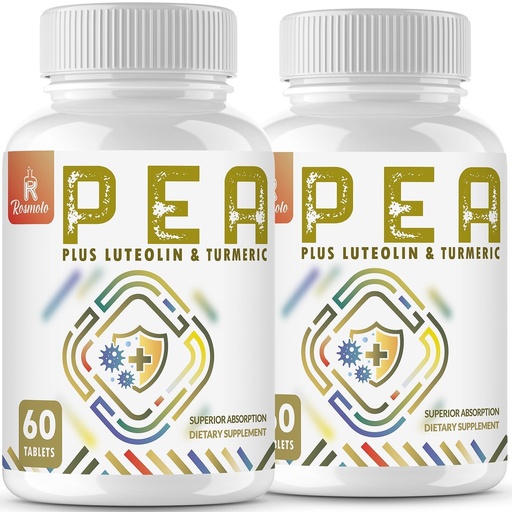 [BRSROEINAACGKFLK] 1500 MG Palmitoylethanolamide with Luteolin 98% & Turmeric, High Absorption, Micronized Pea Supplement for Discomfort Management- USA Made - 120 Tablets