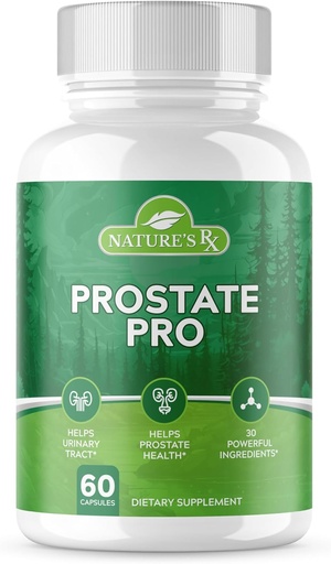 [BRSRAZDQC4NA4AY3] Nature's RX | #1 Dosed Prostate Support Supplement | Urinary Tract Health, Helps Prostate Function | Ultra Dosed Formula w/ 30 Powerful Ingredients | 3rd Party Tested + USA Made - 60 Capsules