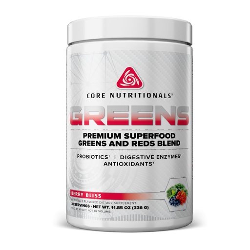 [BRSWYZD7OUHGGG37] Core Nutritionals Greens | Premium Superfood Reds & Greens Blend | 5 Billion CFU Probiotics, Digestive Enzymes, & Antioxidants | 30 Servings (Berry Bliss)