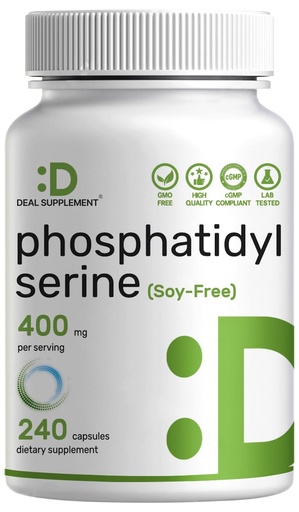 [BRSW2ZLYCECROCY7] Phosphatidylserine Supplement, 400mg Serving, 240 Capsules – Soy Free Sunflower Lecithin Source