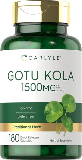 [BRSW2ZLQAUMAMFA3] Carlyle Gotu Kola Kapsle 1500mg 600mg 124; 180 Počet 124; Non- GMO, gluten zdarma 124; Tradiční Herb Extract
