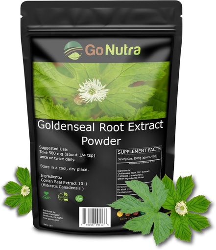 [BRSRAYYZBZ5RO23A] Go Nutra Goldenseal Root Extract Pure Goldenseal Powder Potent 10:1 Goldenseal Extract 4oz. Herbal Supplement Golden Seal Root