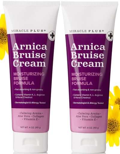 [BRSWGY3YOVYBUET6] Miracle Plus Arnica Cream Extra Tugevus Bruise Relief Lotion verevalumid ja turse nahal | Arnica geel, K-vitamiini kreem, nahahooldus | Niisutav Bruise Formula koos hobuse Kastan, 2-Pack