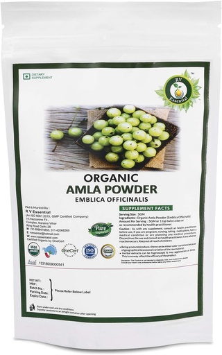 [BRSWYZQTOAHBYD3G] R V Essential Organic Amla Powder 100gm/ 3.53oz/ 0.22lb- Emblica Officinalis Amla Fruit Powder for Hair USDA Organic Certified Ayurvedic Herbal Supplement in Resealable and Reusable Zip Lock Pouch