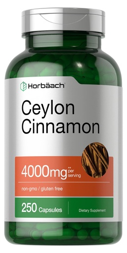 [BRSW2GLRCB5BEETO] Horbäach Ceylon Cinnamon Capsules | 250 Count | Non-GMO, Gluten Free