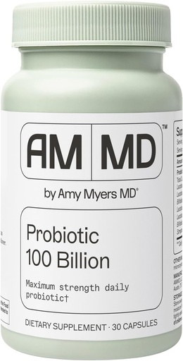 [BRSWGYIBBABR6YI2] Amy Myers MD Probiotic Κάψουλες 100 Δισεκατομμύρια - Μέγιστη Δύναμη Καθημερινή Προβιοτική - Συμπλήρωμα Γαστρεντερικής Υγείας - Πέψη & Ανοσολογική Υποστήριξη