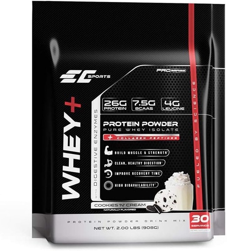 [BRSWYYIEPMOQE2Q6] EC Sports Syrovátka + Protein Powder, Cookies n Cream Drink Mix w / Hudební enzymy - Izolační dodatek, Kolagen Peptidy w / Rychlejší reforma - 30 Služeb