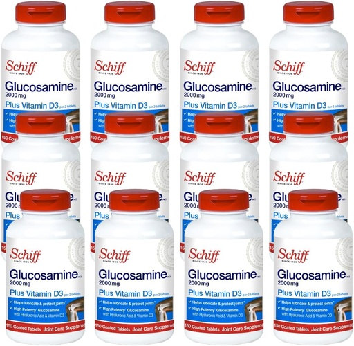 [BRSWKHAIDN4B6CDK] Schiff Glucosamine 2000mg with Hyaluronic Acid Joint Supplement, 150 ct (Pack of 12)