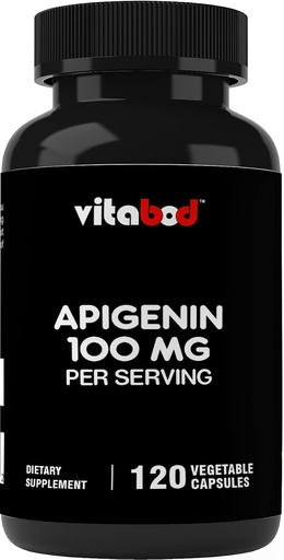 [BRSROFACAQPW2CA7] Apigenin 100mg per Serving - 120 Vegetable Capsules - Raw Plant Extract from Chamomile Flower - Non Habit Forming – Active Bioflavonoids & Antioxidants