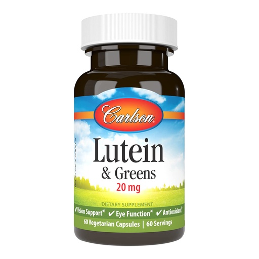 [BRSWECQ2BN7Q22TG] Carlson - Lutein & Greens, 20 mg, Vision Support & Eye Function, Antioxidant, 60 Vegetarian Capsules
